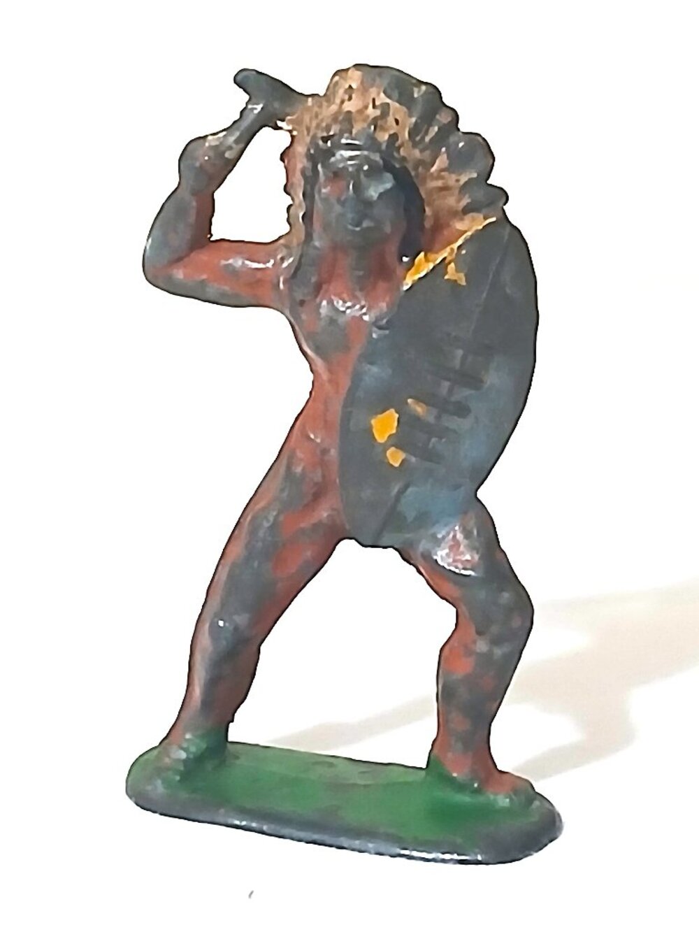 Vintage 1930s–1950s Barclay Manoil Style Lead Toy Native American Warrior 3.25”